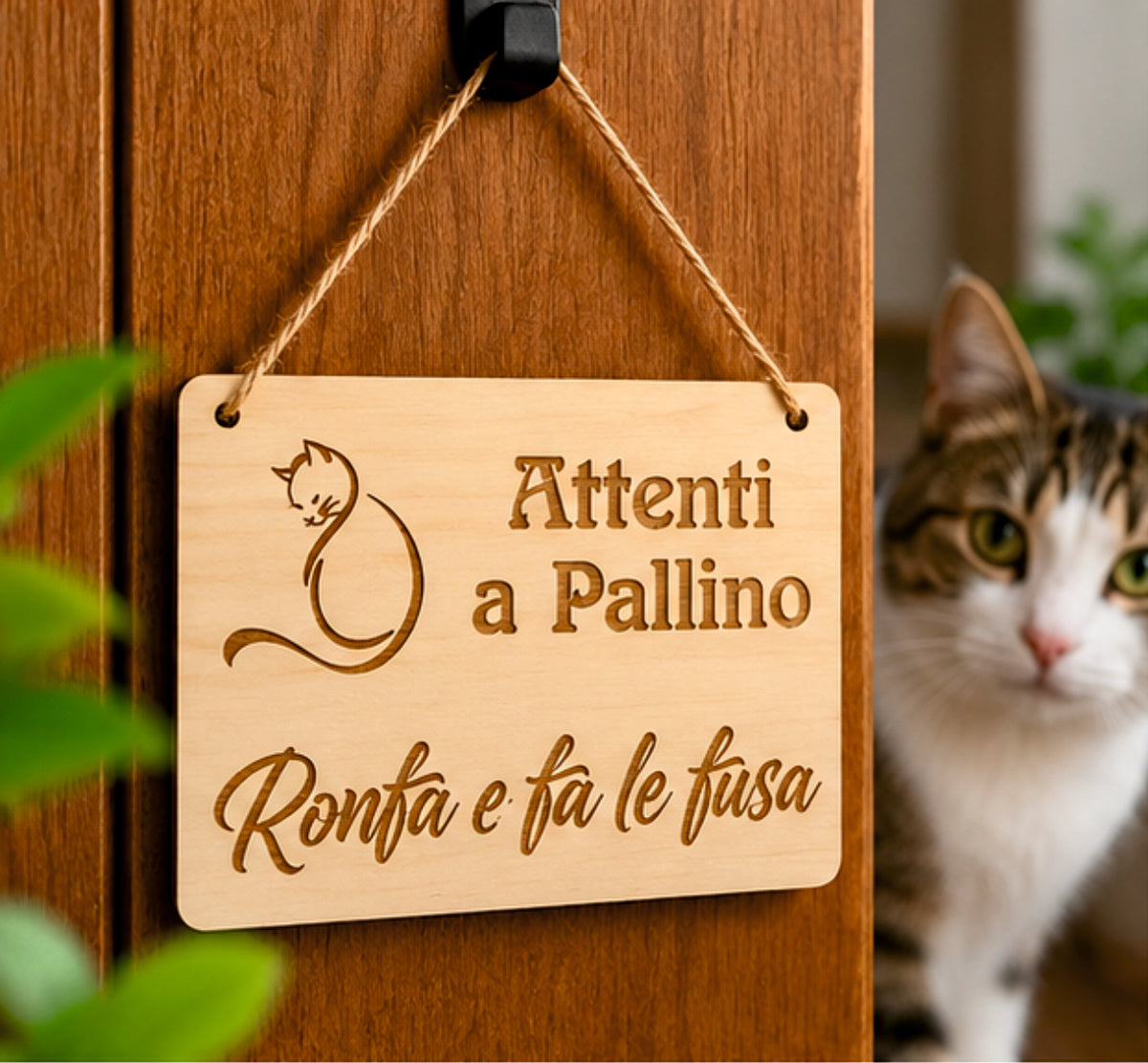 Cartello in Legno Personalizzato con Nome Animale – Incisione Laser 20×15 cm (Copia)