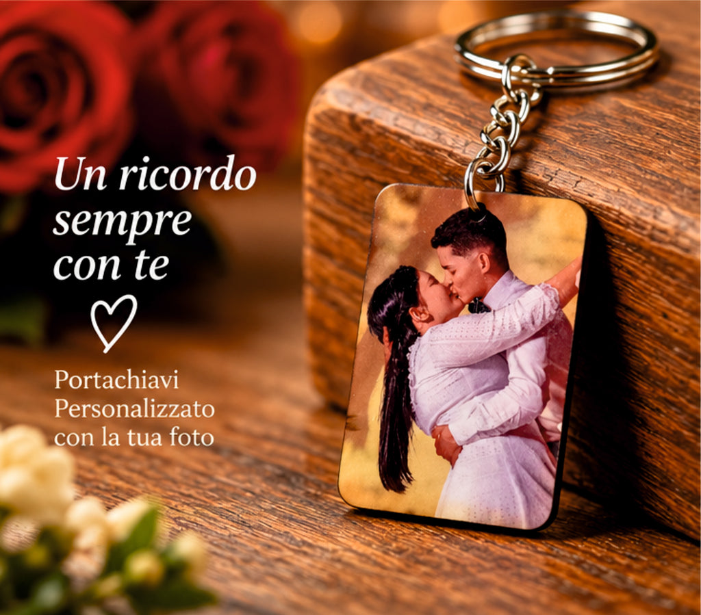Portachiavi Personalizzato Rettangolare in MDF con Foto, Immagine o Logo Aziendale – 4,5 cm x 3 cm