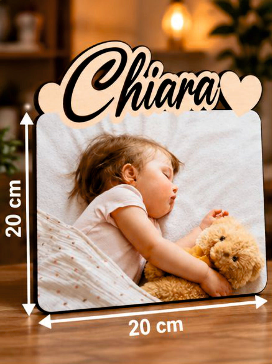 Foto su Legno Personalizzata con Nome – Stampa Fotografica a Colori su Legno, Regalo Famiglia