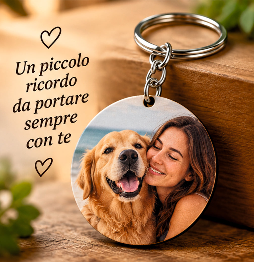 Portachiavi Personalizzato Rotondo in MDF con Foto, Immagine o Logo Aziendale – 4,5 cm