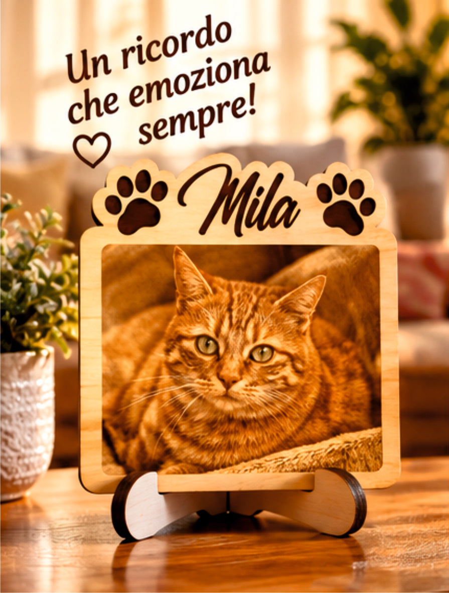 Foto Incisa su Legno Personalizzata – Quadretto con Incisione Laser con foto e nome inciso del tuo amico