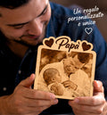 Foto Incisa su Legno Personalizzata – Quadretto con Incisione Laser e Scritta Papà, Regalo Romantico per Coppia