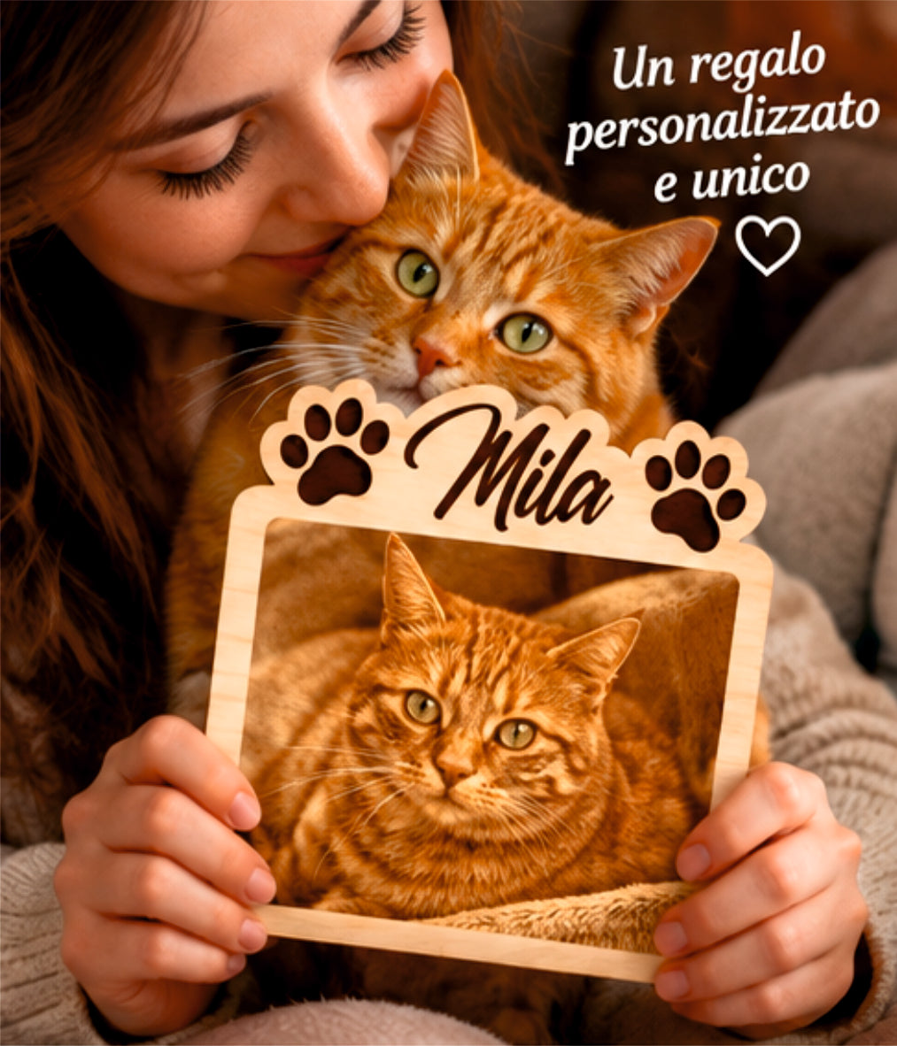 Foto Incisa su Legno Personalizzata – Quadretto con Incisione Laser con foto e nome inciso del tuo amico
