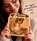 Foto Incisa su Legno Personalizzata – Quadretto con Incisione Laser e Scritta Mamma, Regalo Romantico per Coppia