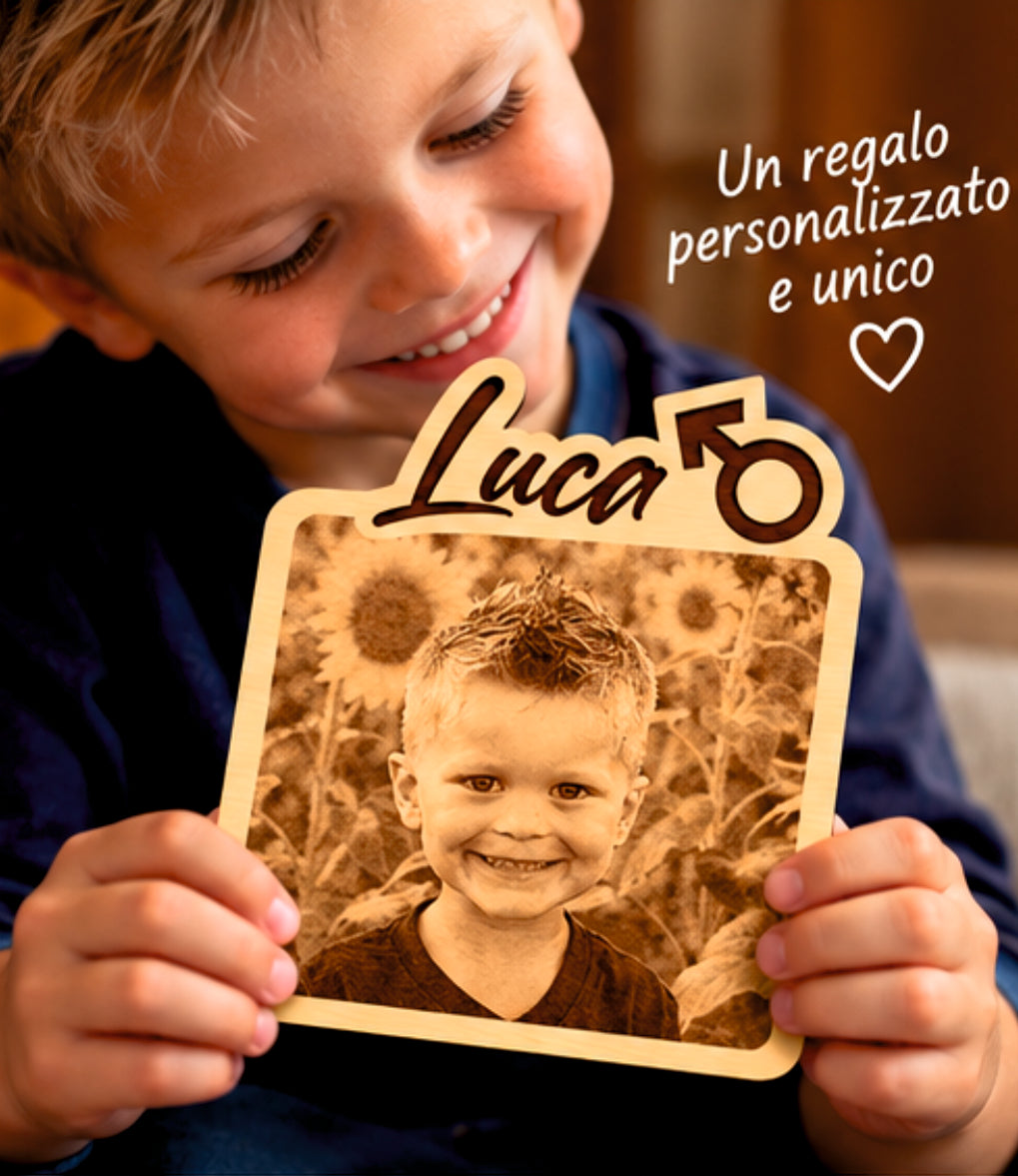 Foto Incisa su Legno Personalizzata – Quadretto con Incisione Laser foto e nome