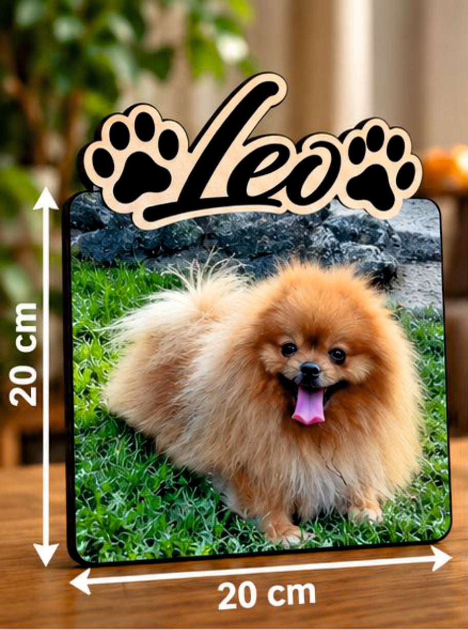 Foto su Legno Personalizzata con Nome e Zampa – Stampa Fotografica a Colori su Legno, Regalo Famiglia