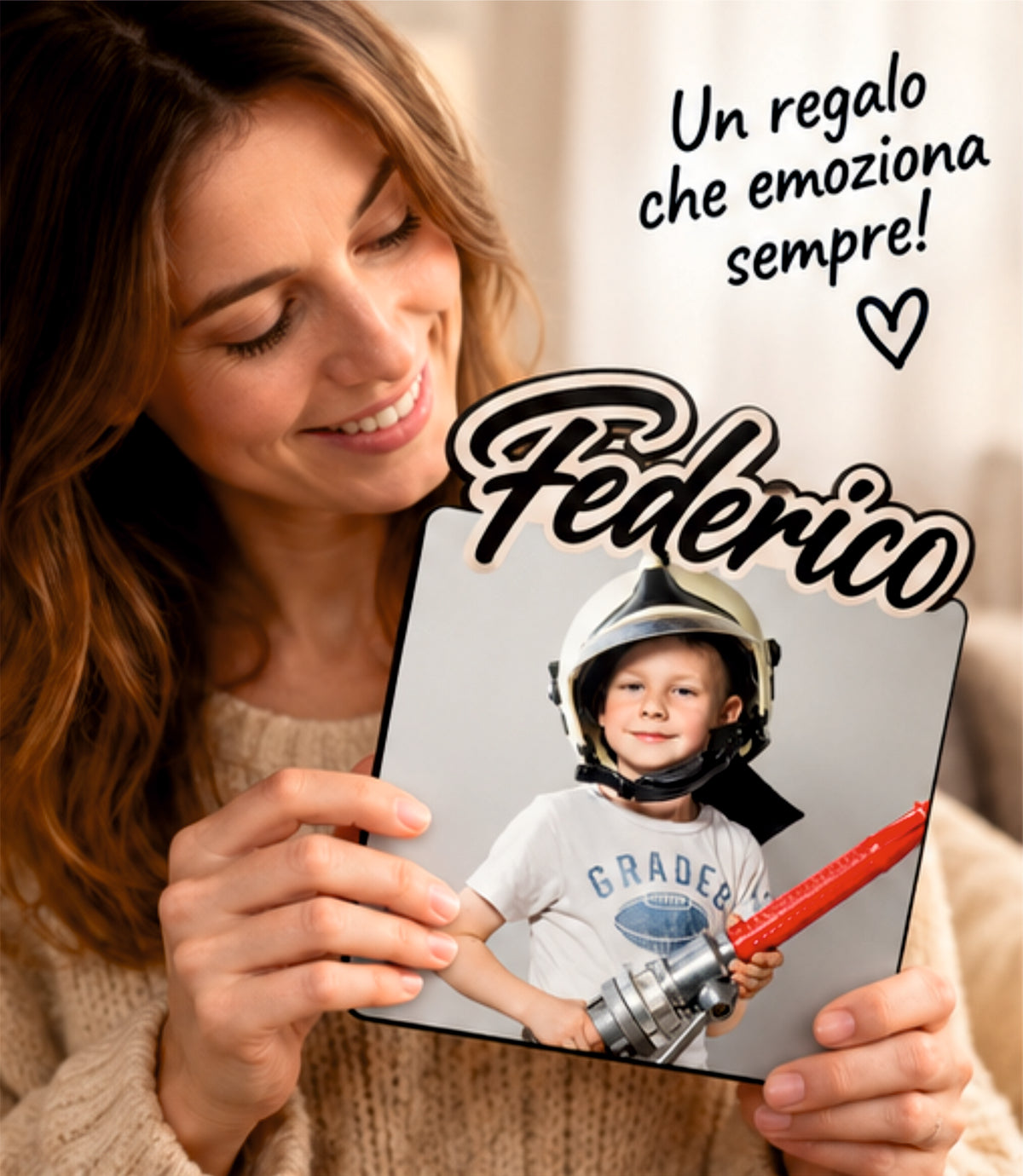 Foto su Legno Personalizzata con Nome – Stampa Fotografica a Colori su Legno, Regalo Famiglia