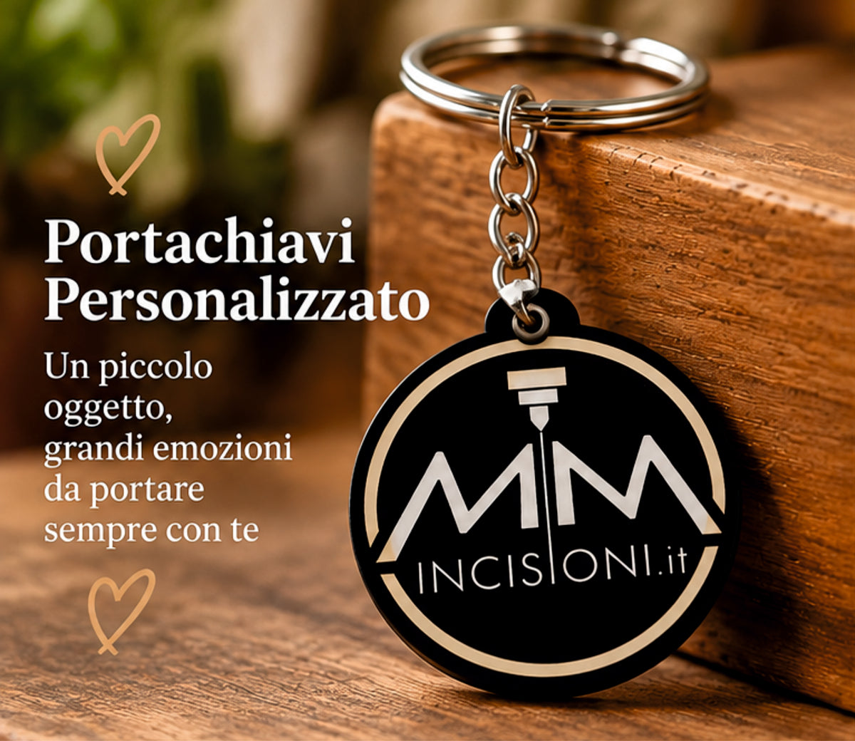 Portachiavi Personalizzato Rotondo in MDF con Foto, Immagine o Logo Aziendale – 4,5 cm