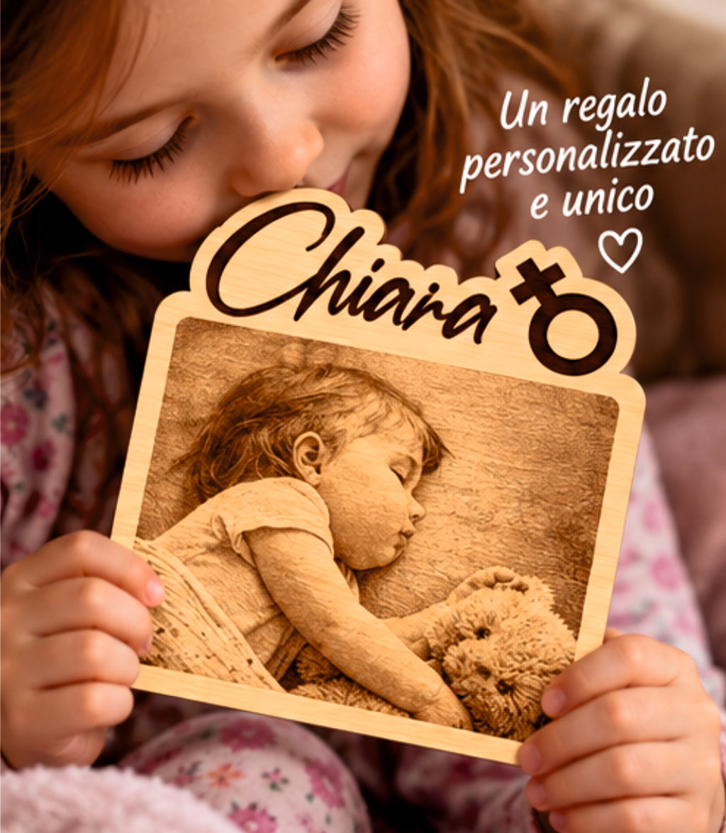 Foto Incisa su Legno Personalizzata – Quadretto con Incisione Laser foto e nome