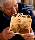 Foto Incisa su Legno Personalizzata – Quadretto con Incisione Laser e Scritta Nonni, Regalo Romantico per Coppia