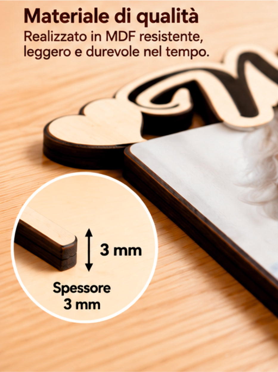 Foto su Legno Personalizzata con Scritta Nonni e Cuori – Stampa Fotografica a Colori su Legno, Regalo Famiglia