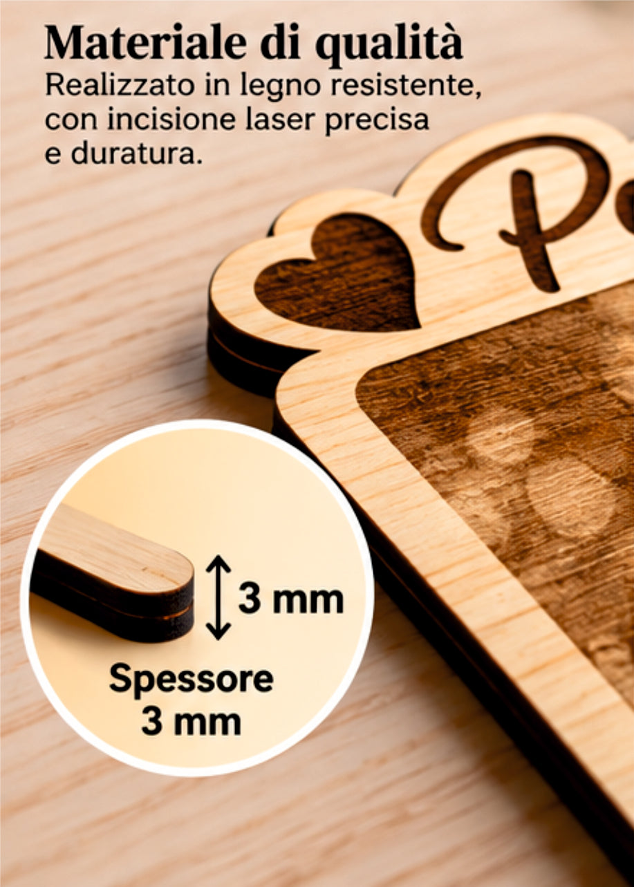 Foto Incisa su Legno Personalizzata – Quadretto con Incisione Laser e Scritta Papà, Regalo Romantico per Coppia