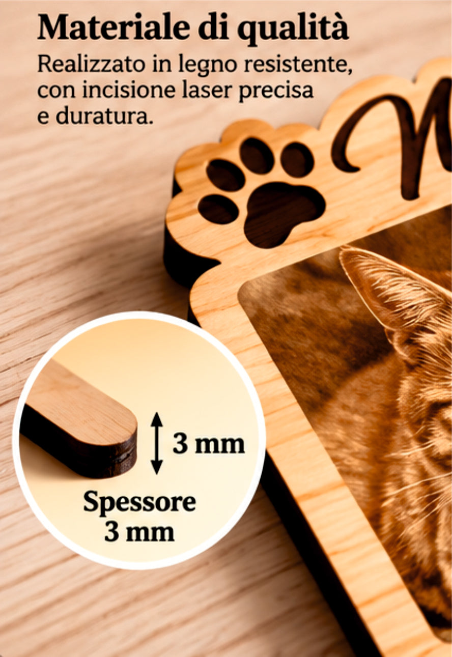 Foto Incisa su Legno Personalizzata – Quadretto con Incisione Laser con foto e nome inciso del tuo amico