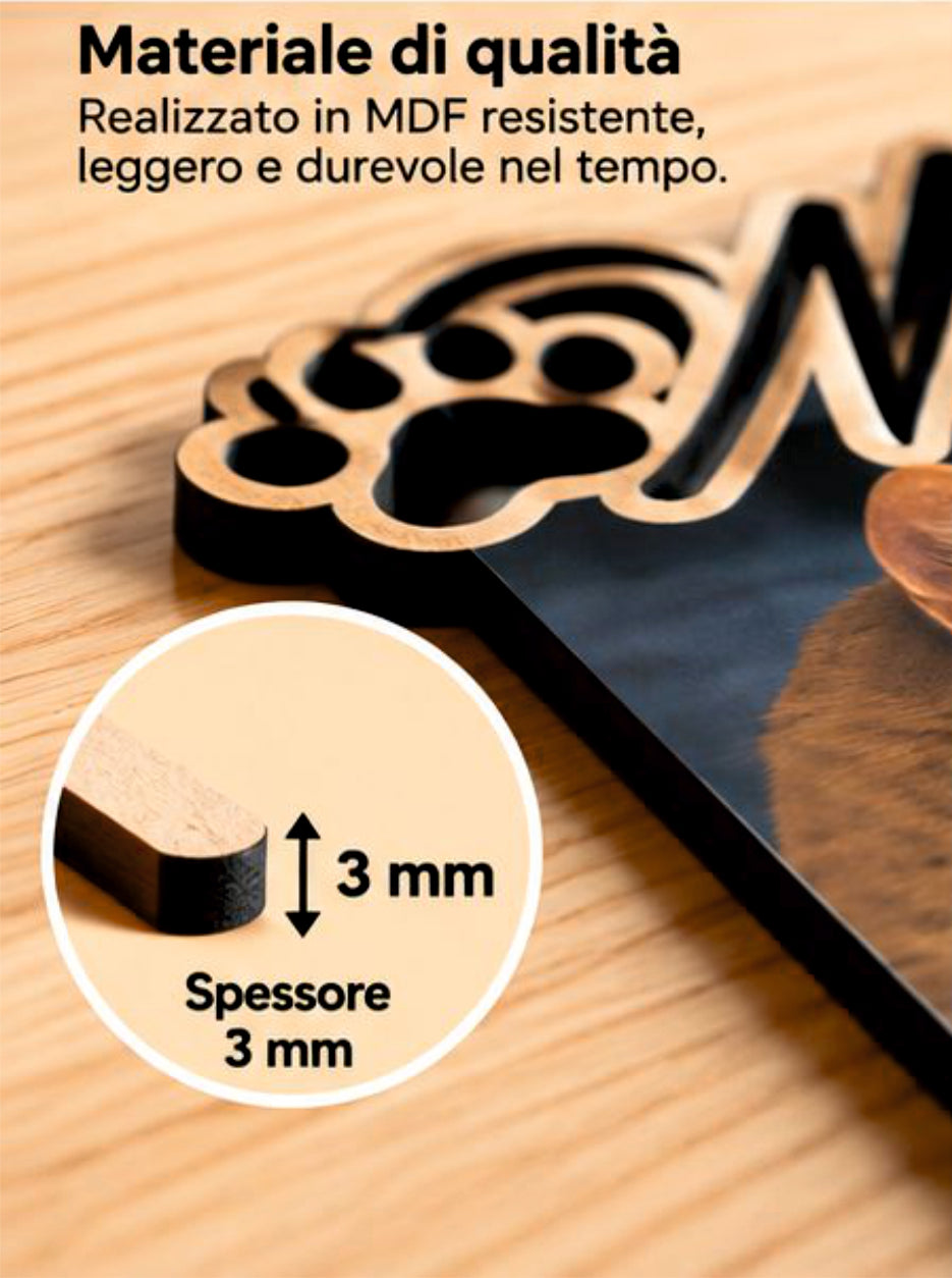 Foto su Legno Personalizzata con Nomi e Zampa – Stampa Fotografica a Colori su Legno, Regalo Famiglia