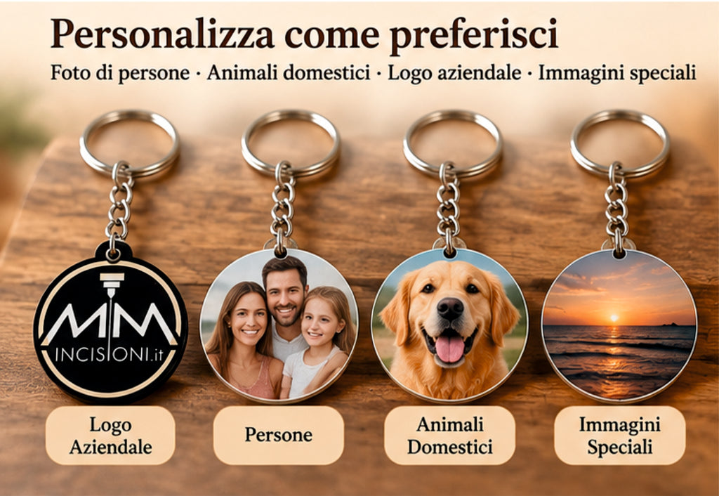 Portachiavi Personalizzato Rotondo in MDF con Foto, Immagine o Logo Aziendale – 4,5 cm