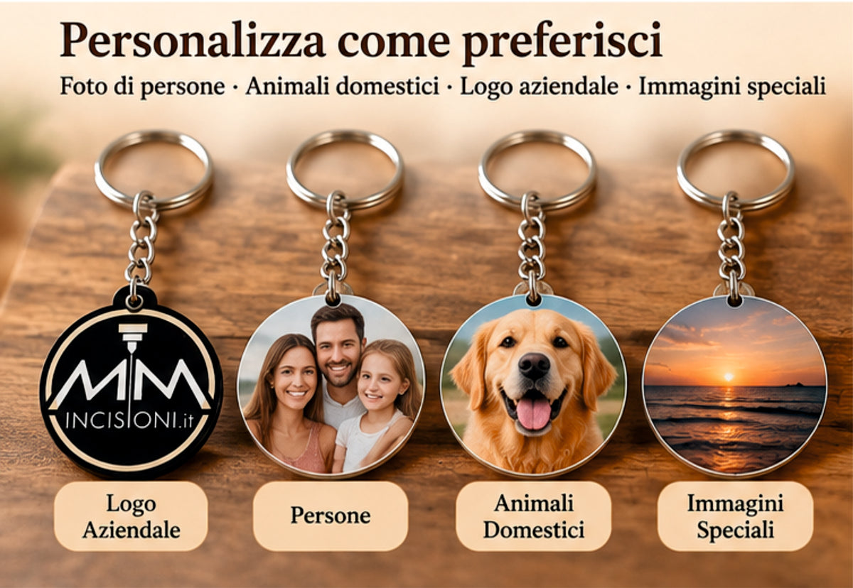 Portachiavi Personalizzato Rotondo in MDF con Foto, Immagine o Logo Aziendale – 4,5 cm