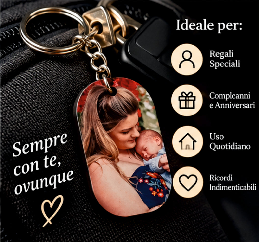 Portachiavi Personalizzato Ovale in MDF con Foto, Immagine o Logo Aziendale – 5 x 3 cm