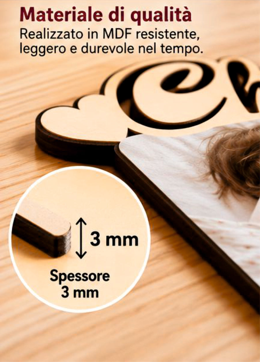 Foto su Legno Personalizzata con Nome – Stampa Fotografica a Colori su Legno, Regalo Famiglia
