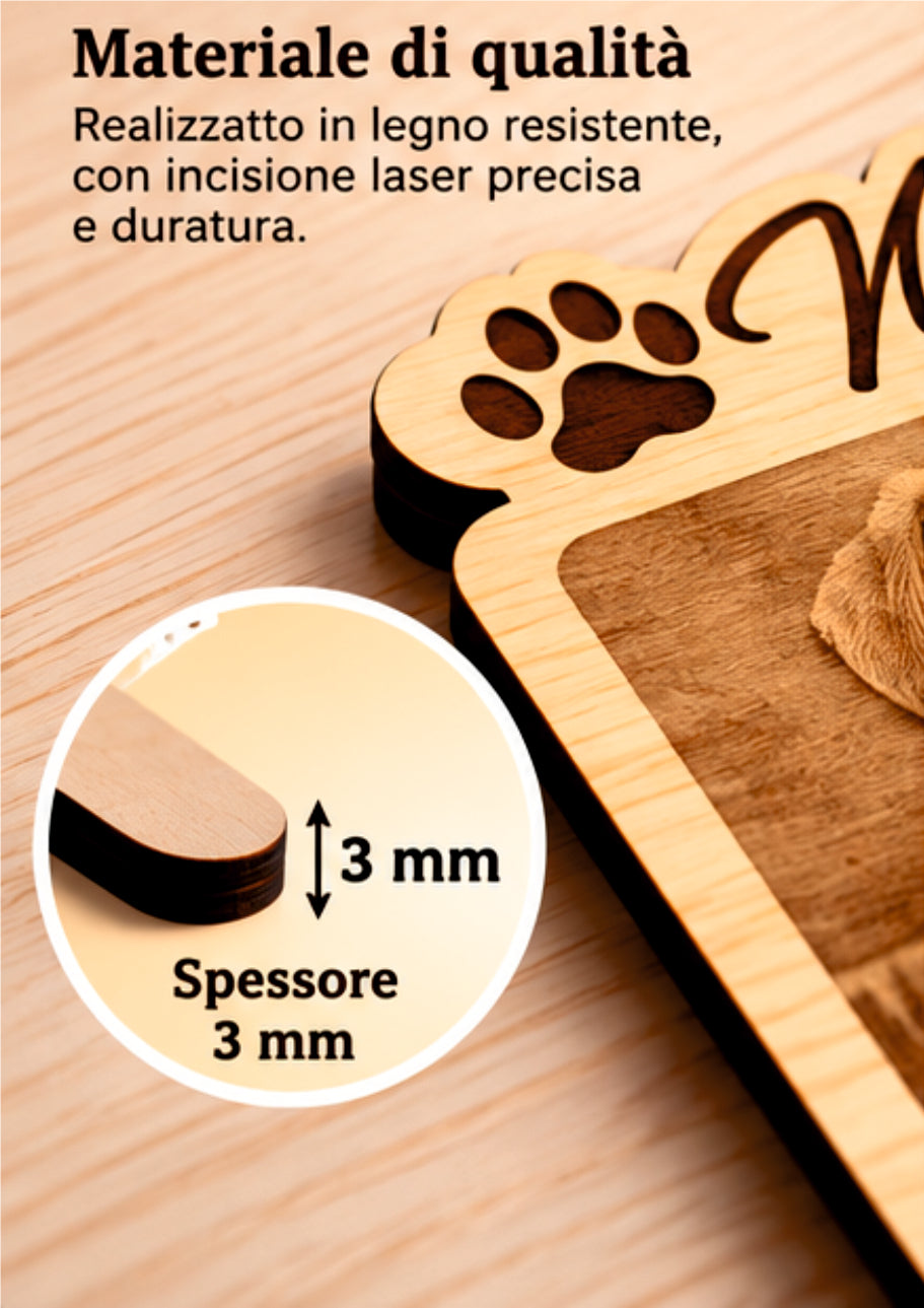 Foto Incisa su Legno Personalizzata – Quadretto con Incisione Laser con foto e nome inciso del tuo amico