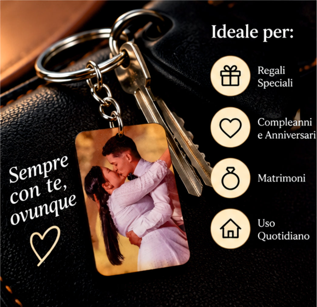 Portachiavi Personalizzato Rettangolare in MDF con Foto, Immagine o Logo Aziendale – 4,5 cm x 3 cm
