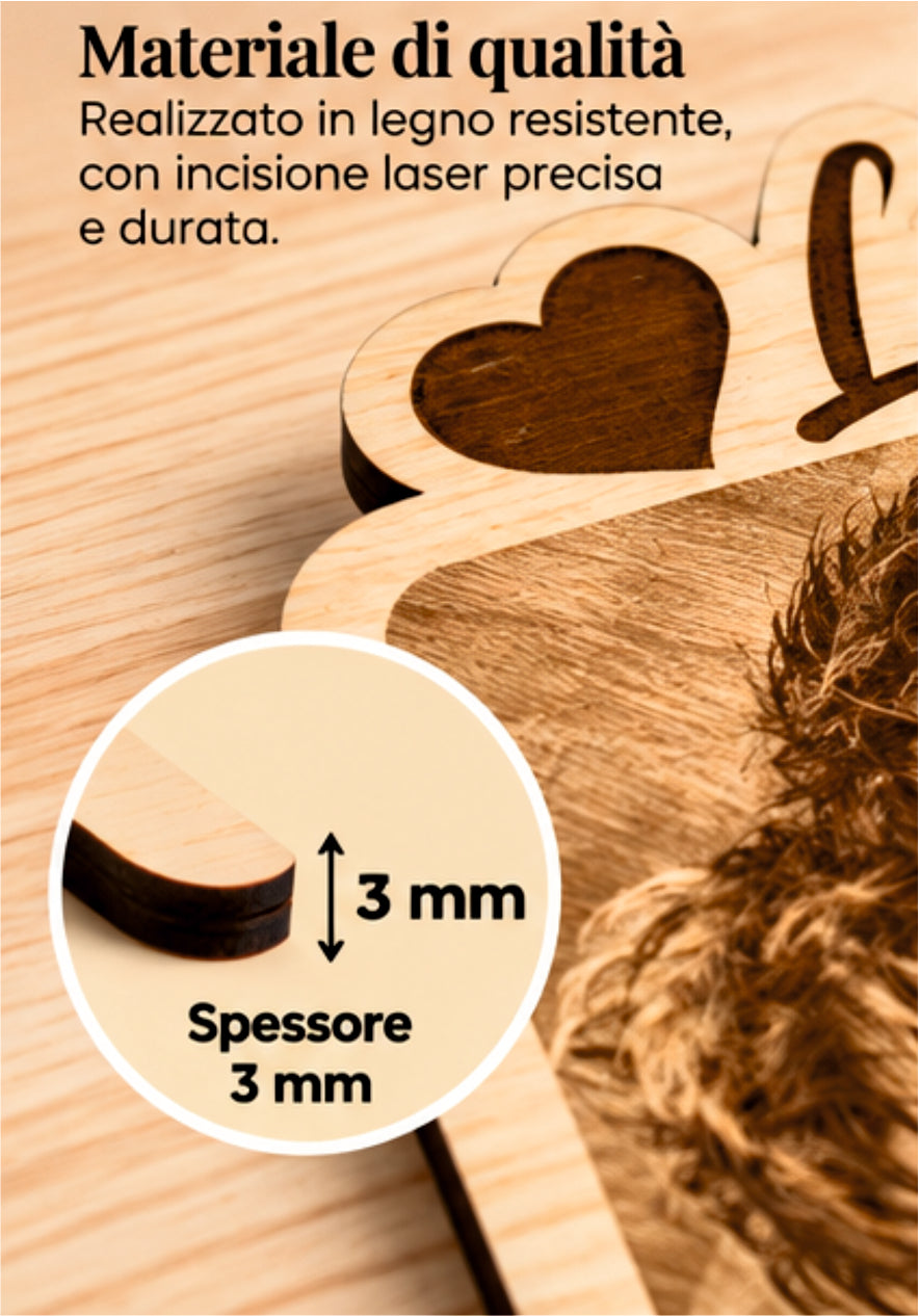 Foto Incisa su Legno Personalizzata – Quadretto con Incisione Laser e Scritta Love, Regalo Romantico per Coppia