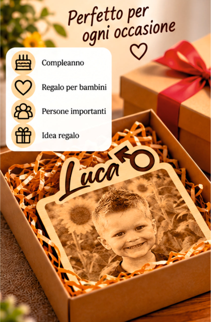 Foto Incisa su Legno Personalizzata – Quadretto con Incisione Laser foto e nome