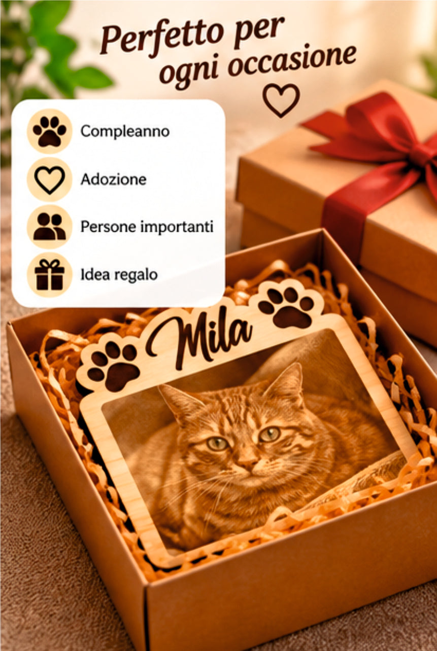 Foto Incisa su Legno Personalizzata – Quadretto con Incisione Laser con foto e nome inciso del tuo amico