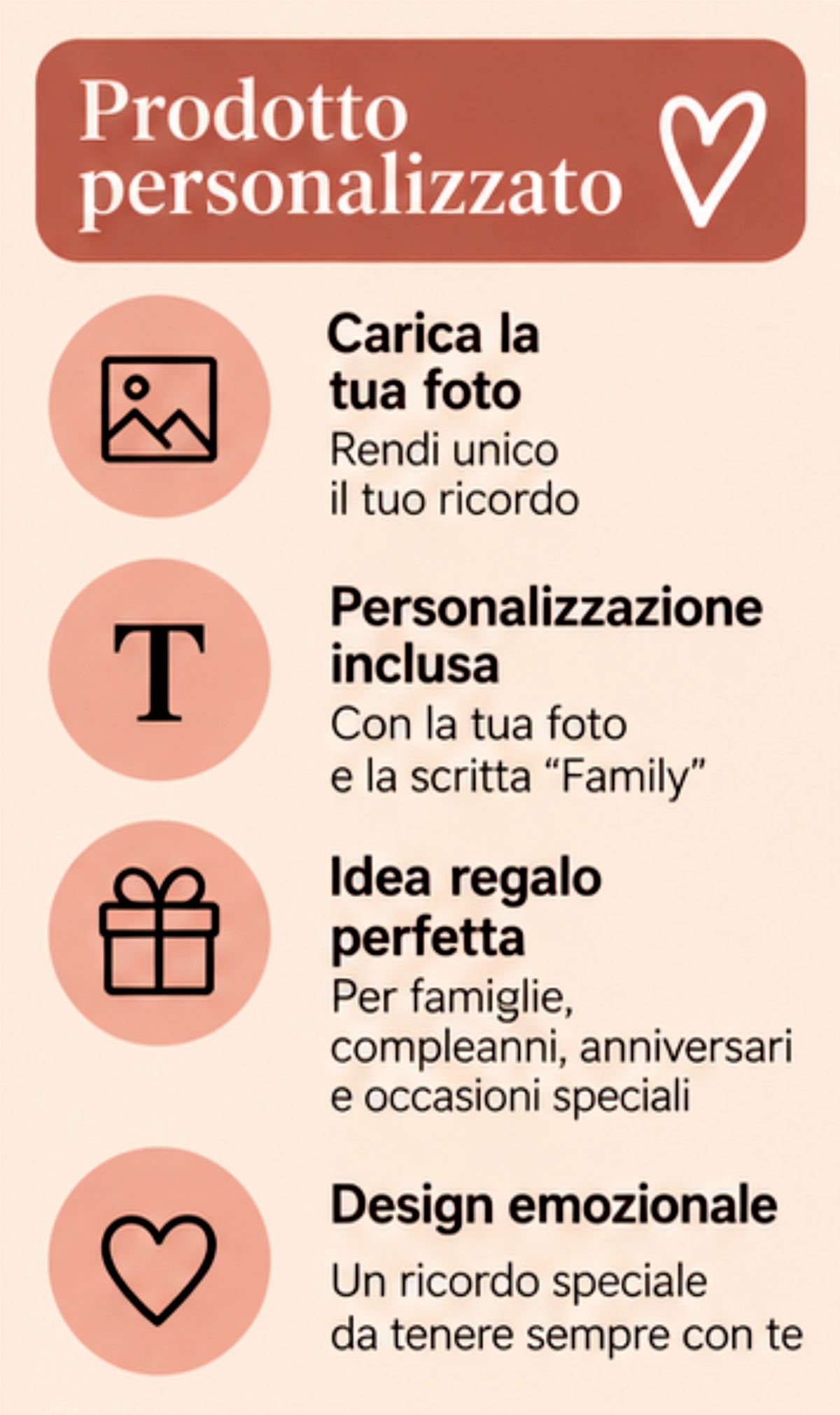 Foto su Legno Personalizzata con Scritta Family e Cuori – Stampa Fotografica a Colori su Legno, Regalo Famiglia