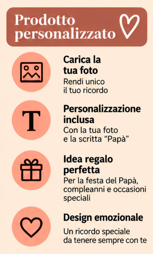Foto su Legno Personalizzata con Scritta Papà e Cuori – Stampa Fotografica a Colori su Legno, Regalo Famiglia