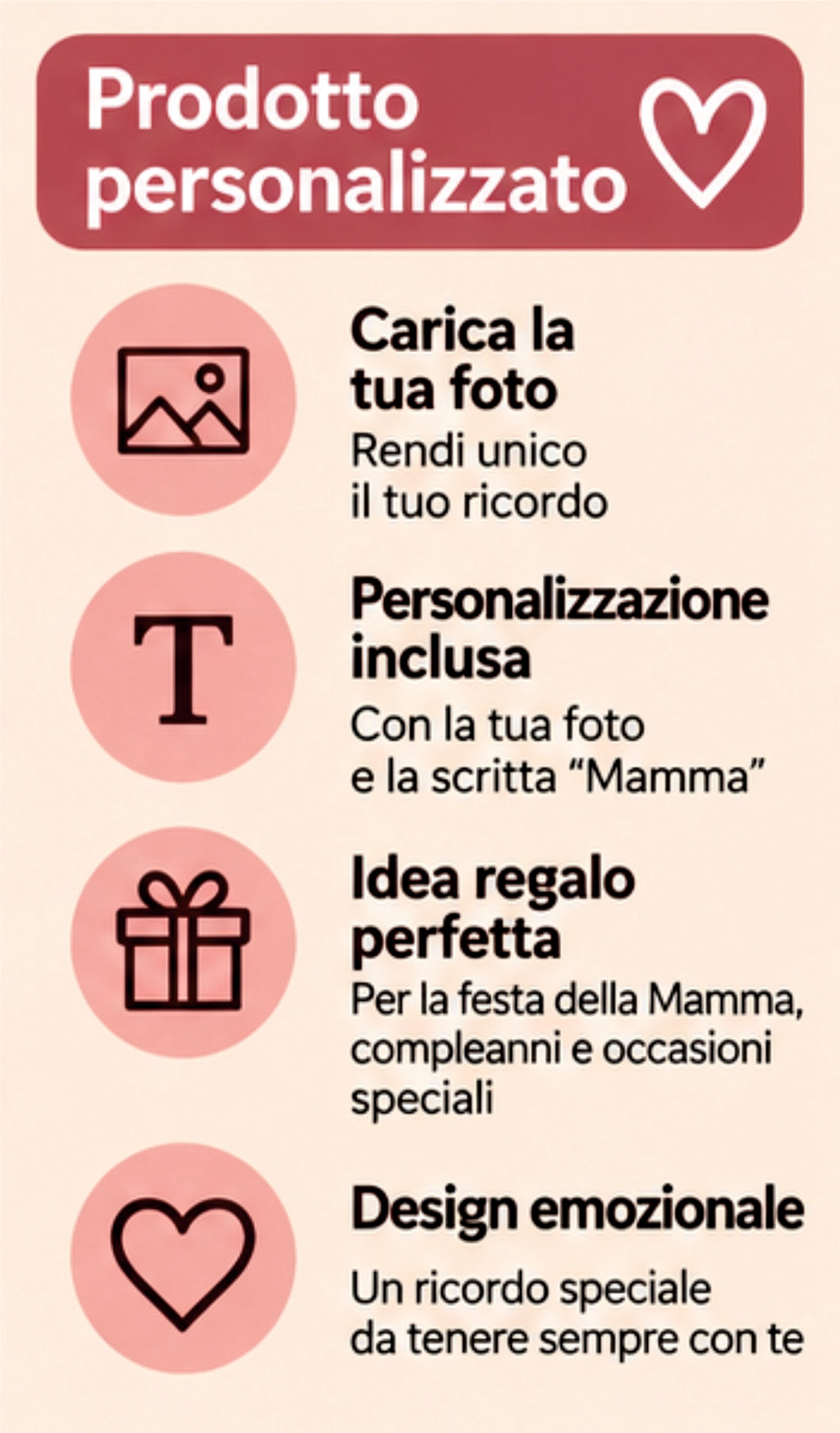 Foto su Legno Personalizzata con Scritta Mamma e Cuori – Stampa Fotografica a Colori su Legno, Regalo Famiglia