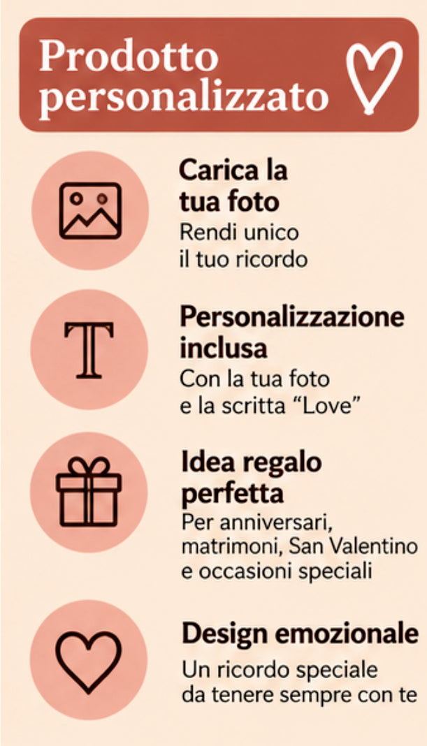 Foto su Legno Personalizzata con Scritta Love e Cuori – Stampa Fotografica a Colori su Legno, Regalo Famiglia