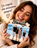 Foto su Legno Personalizzata con Scritta Family e Cuori – Stampa Fotografica a Colori su Legno, Regalo Famiglia